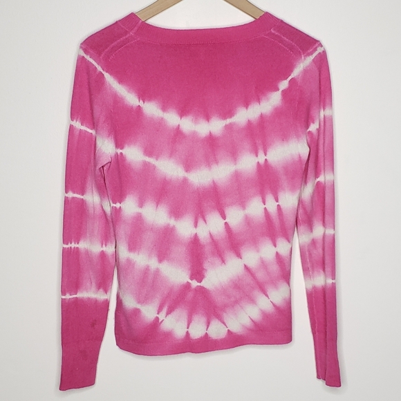 J Crew Sweater Crewneck Cashmere Tie Dye Pink White Small - Picture 2 of 15